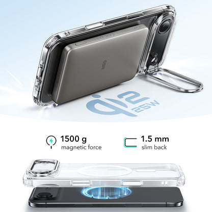 Etui MagSafe dla Apple iPhone 17 Air, ESR, Classic Hybrid Kickstand, Przezroczyste