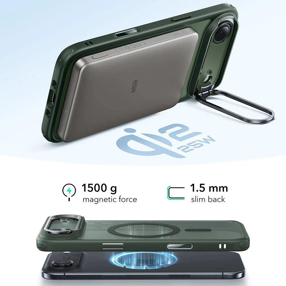 MagSafe Case for Apple iPhone 17 Air, ESR, Classic Hybrid Kickstand, Satin Green