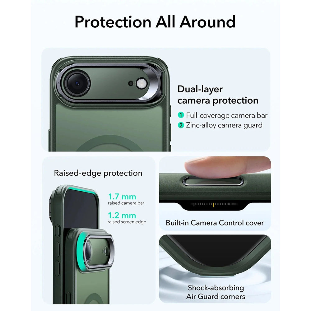 MagSafe Case for Apple iPhone 17 Air, ESR, Classic Hybrid Kickstand, Satin Green