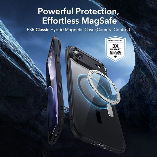 MagSafe Case for Apple iPhone 17 Air, ESR, Classic Hybrid with Screen Protector, Transparent Black