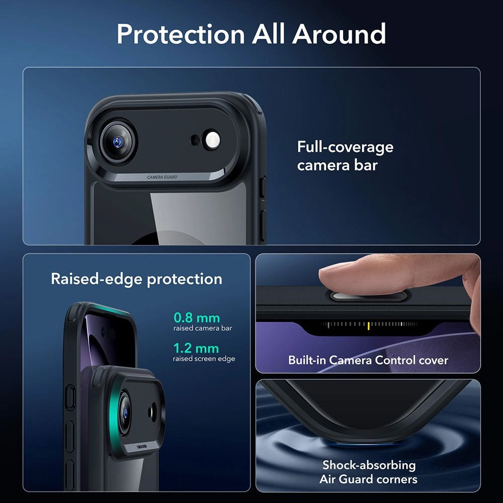 MagSafe Case for Apple iPhone 17 Air, ESR, Classic Hybrid with Screen Protector, Transparent Black