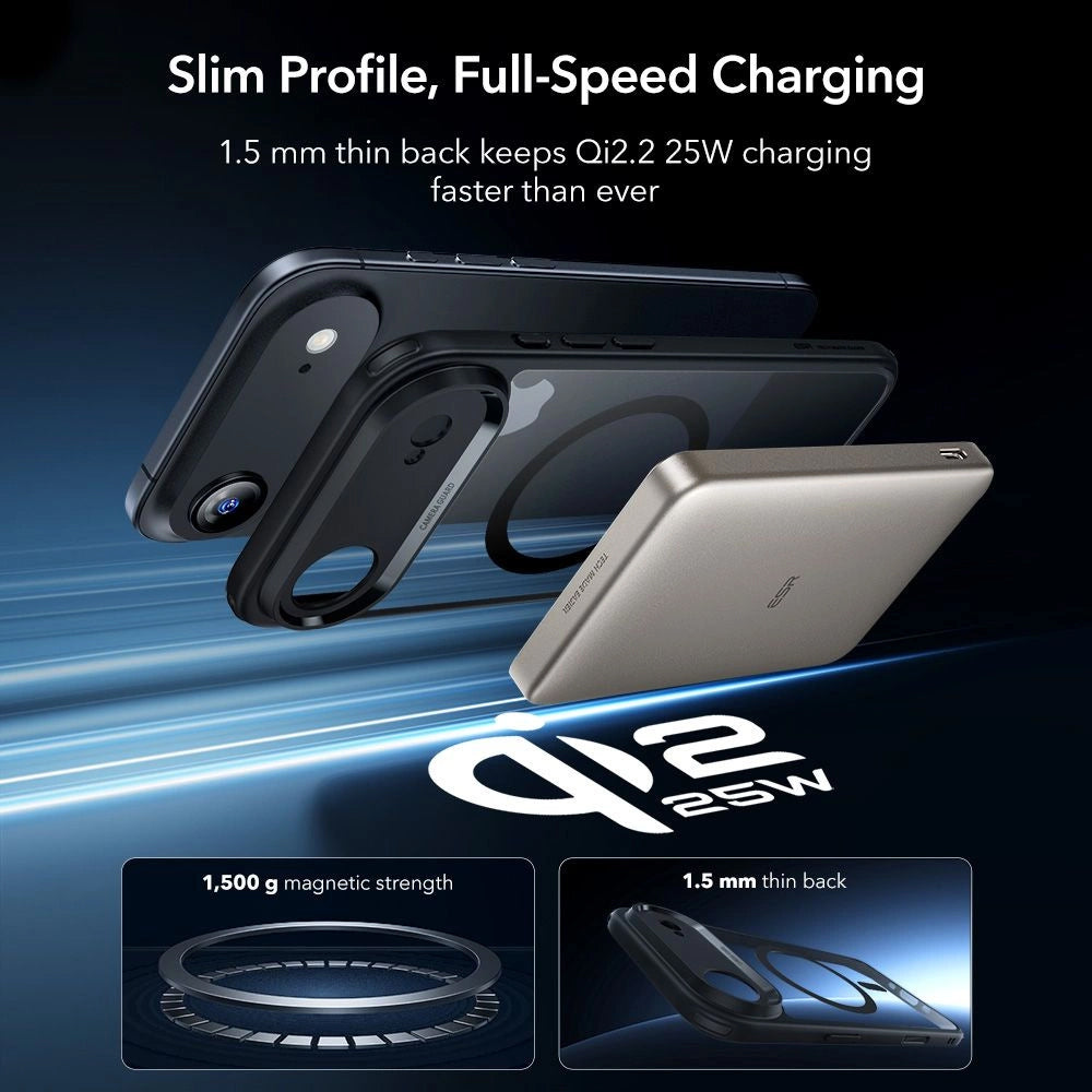 MagSafe Case for Apple iPhone 17 Air, ESR, Classic Hybrid with Screen Protector, Transparent Black