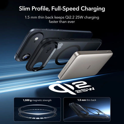 MagSafe Case for Apple iPhone 17 Air, ESR, Classic Hybrid with Screen Protector, Transparent Black