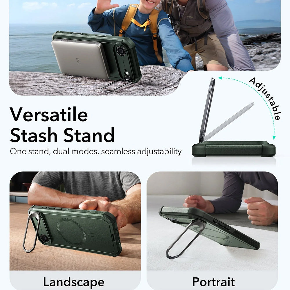 Etui MagSafe dla Apple iPhone 17 Air, ESR, Cyber Armor Kickstand, Zielony