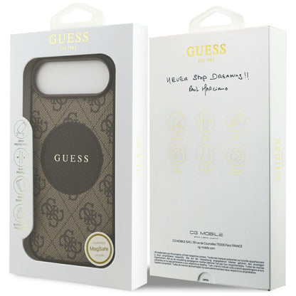 Etui MagSafe dla Apple iPhone 17 Air, Guess, 4G Circle Classic Logo, Brązowy