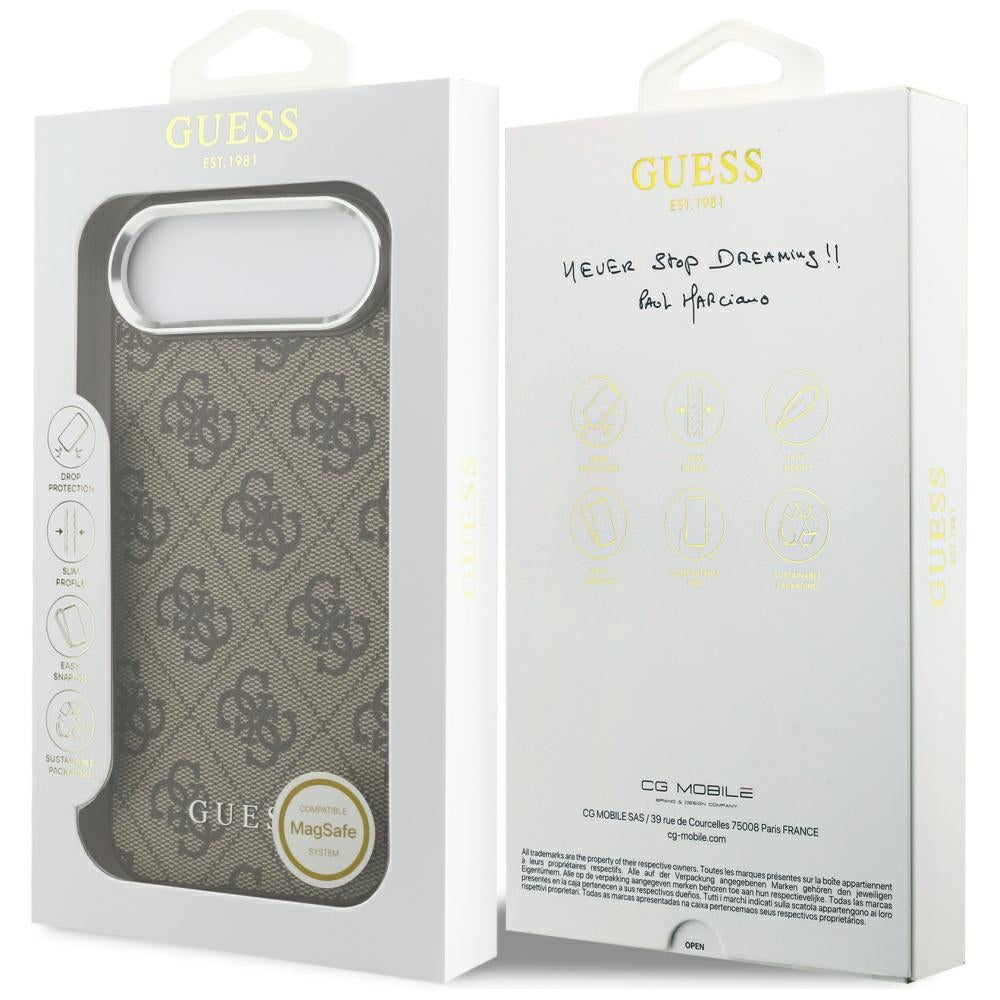 Etui MagSafe dla Apple iPhone 17 Air, Guess, 4G Classic Logo, Brązowy