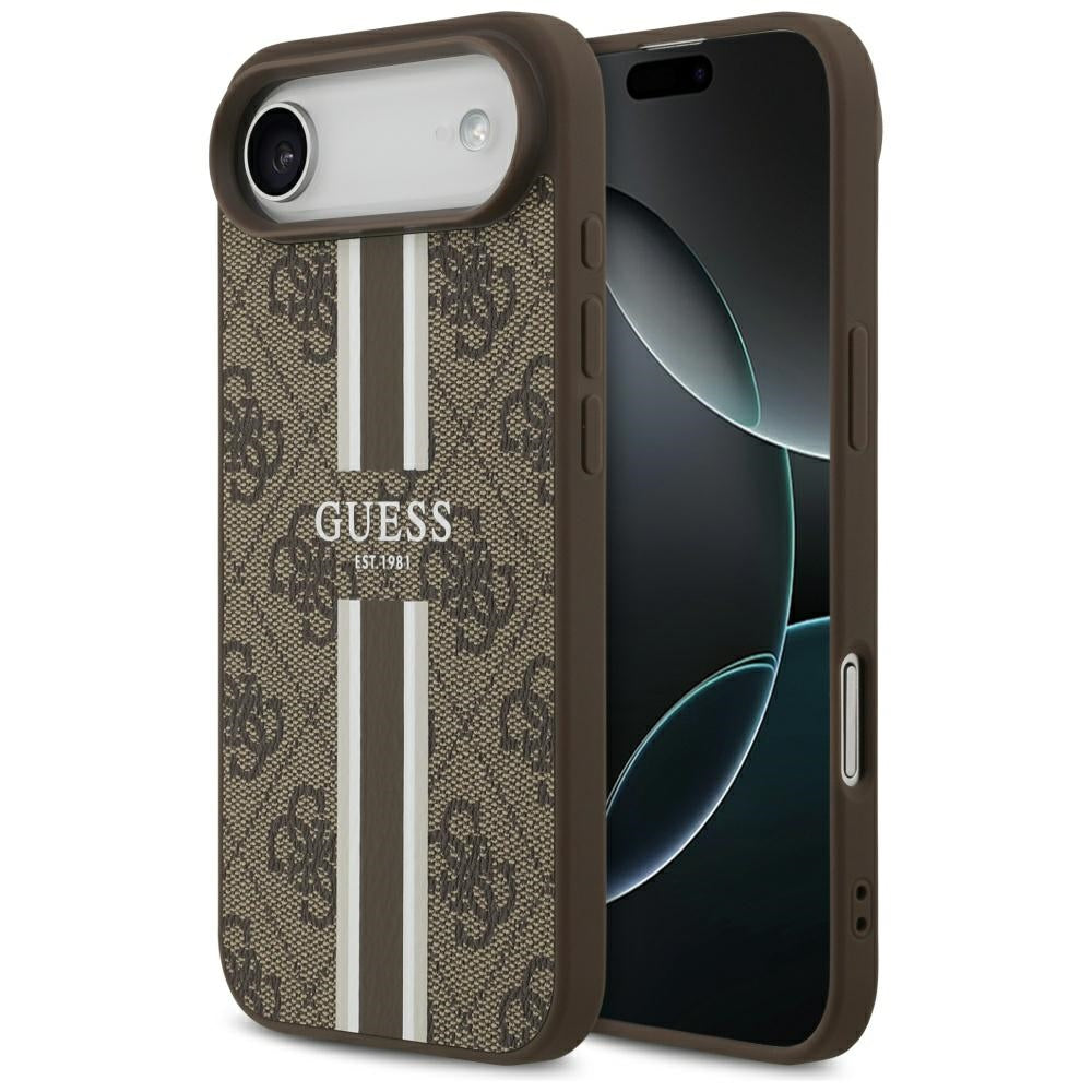 Etui MagSafe dla Apple iPhone 17 Air, Guess, 4G Printed Stripes, Brązowy