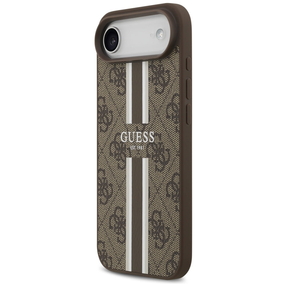 Etui MagSafe dla Apple iPhone 17 Air, Guess, 4G Printed Stripes, Brązowy
