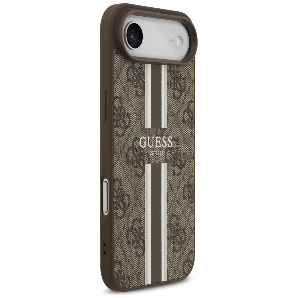 Etui MagSafe dla Apple iPhone 17 Air, Guess, 4G Printed Stripes, Brązowy