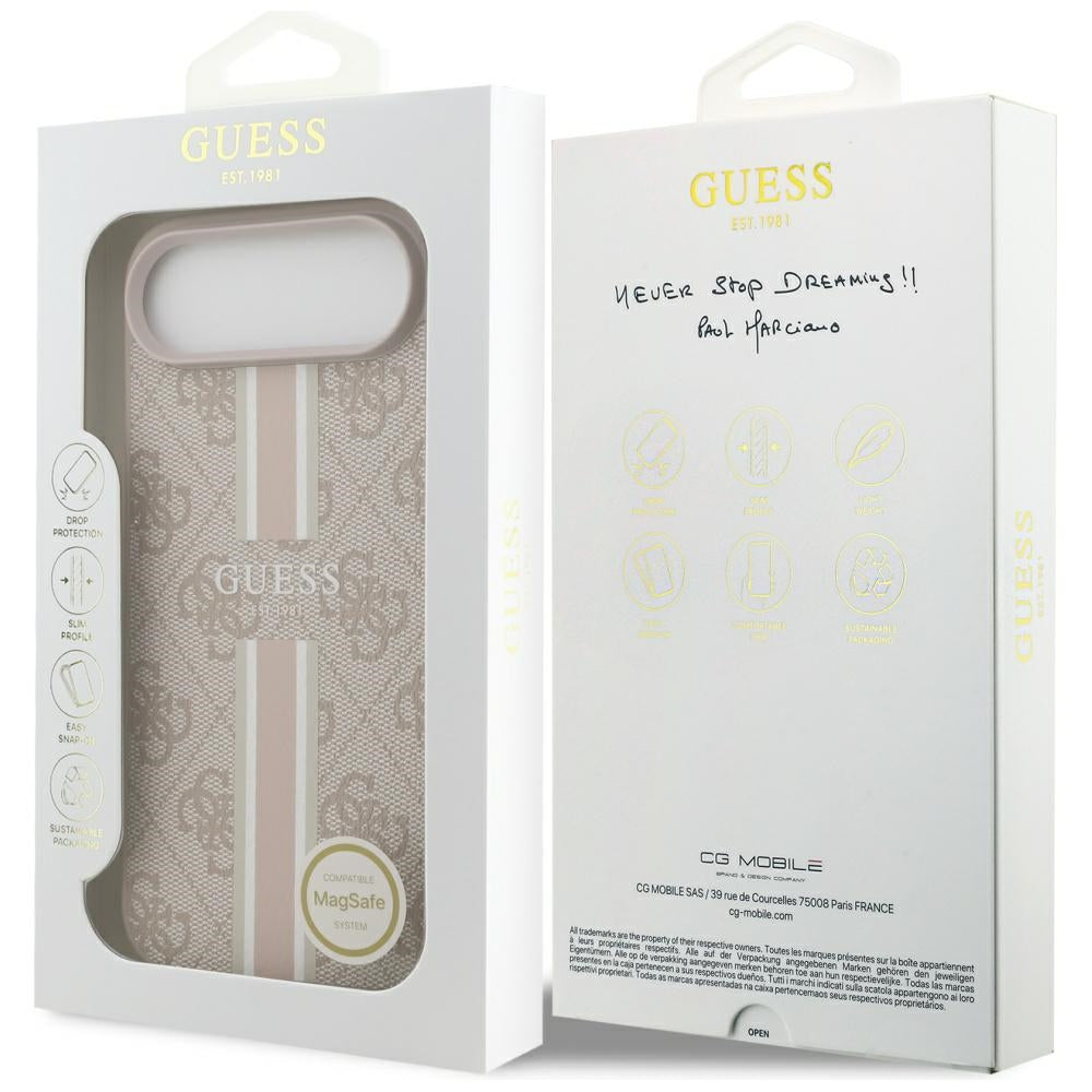Etui MagSafe dla Apple iPhone 17 Air, Guess, 4G Printed Stripes, Różowy