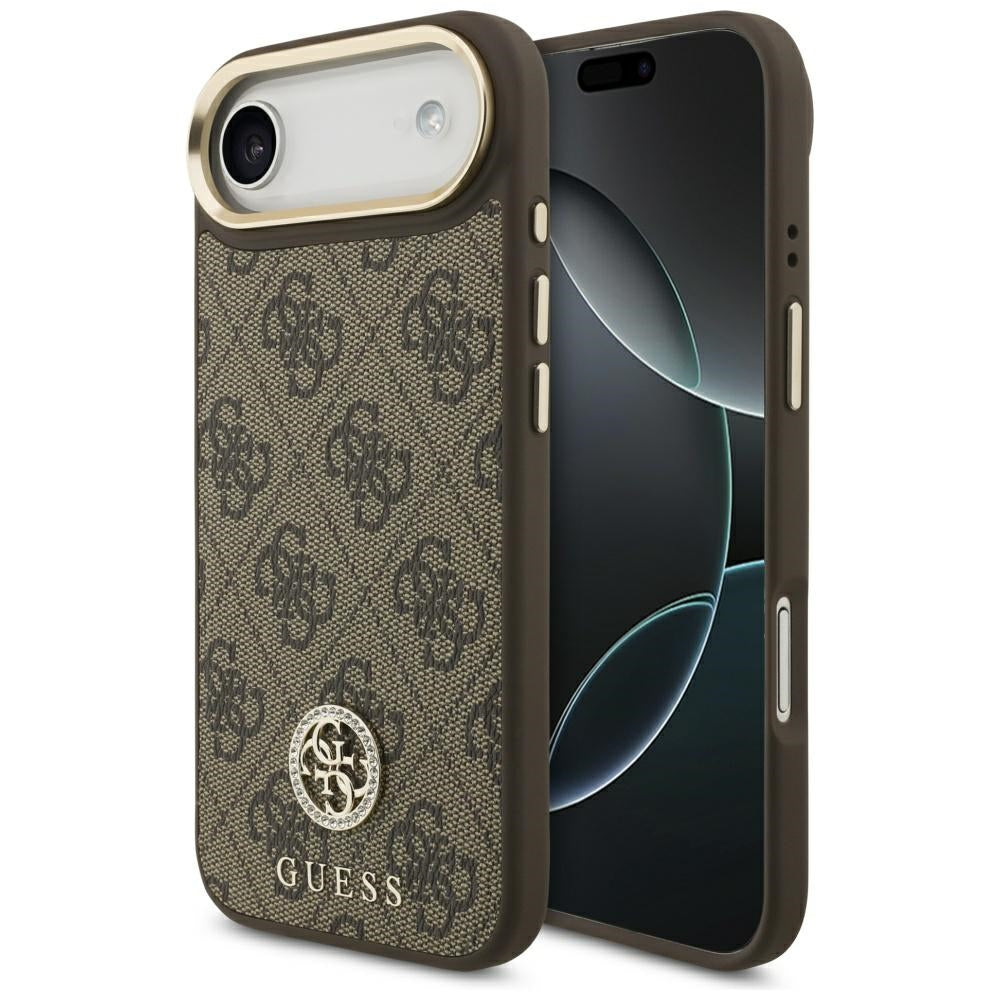 Etui MagSafe dla Apple iPhone 17 Air, Guess, 4G Strass Logo, Brązowy