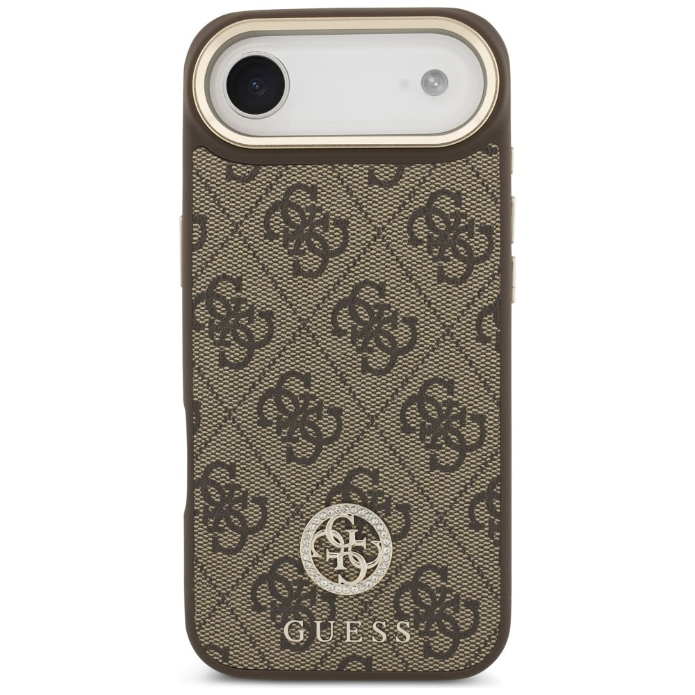 Etui MagSafe dla Apple iPhone 17 Air, Guess, 4G Strass Logo with Big Strap, Brązowy