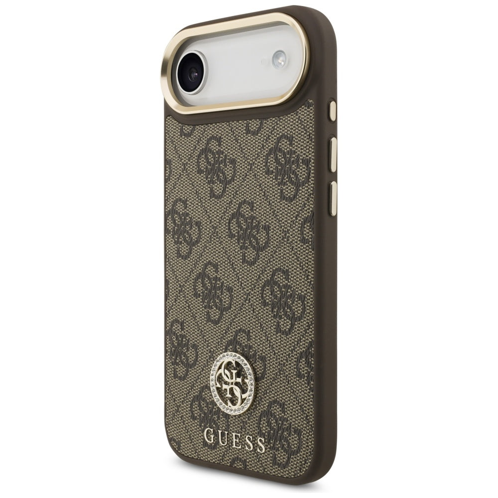 Etui MagSafe dla Apple iPhone 17 Air, Guess, 4G Strass Logo with Big Strap, Brązowy
