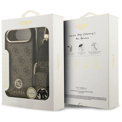 Etui MagSafe dla Apple iPhone 17 Air, Guess, 4G Strass Logo with Big Strap, Brązowy