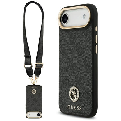 Etui MagSafe dla Apple iPhone 17 Air, Guess, 4G Strass Logo with Big Strap, Czarne