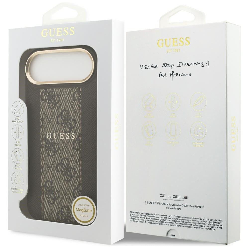 Etui MagSafe dla Apple iPhone 17 Air, Guess, 4G Stripe, Brązowy