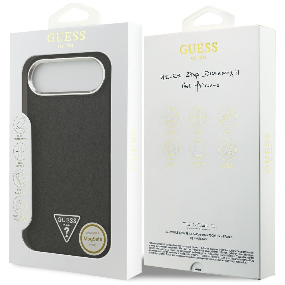 Etui MagSafe dla Apple iPhone 17 Air, Guess, Glitter Triangle Logo, Czarne