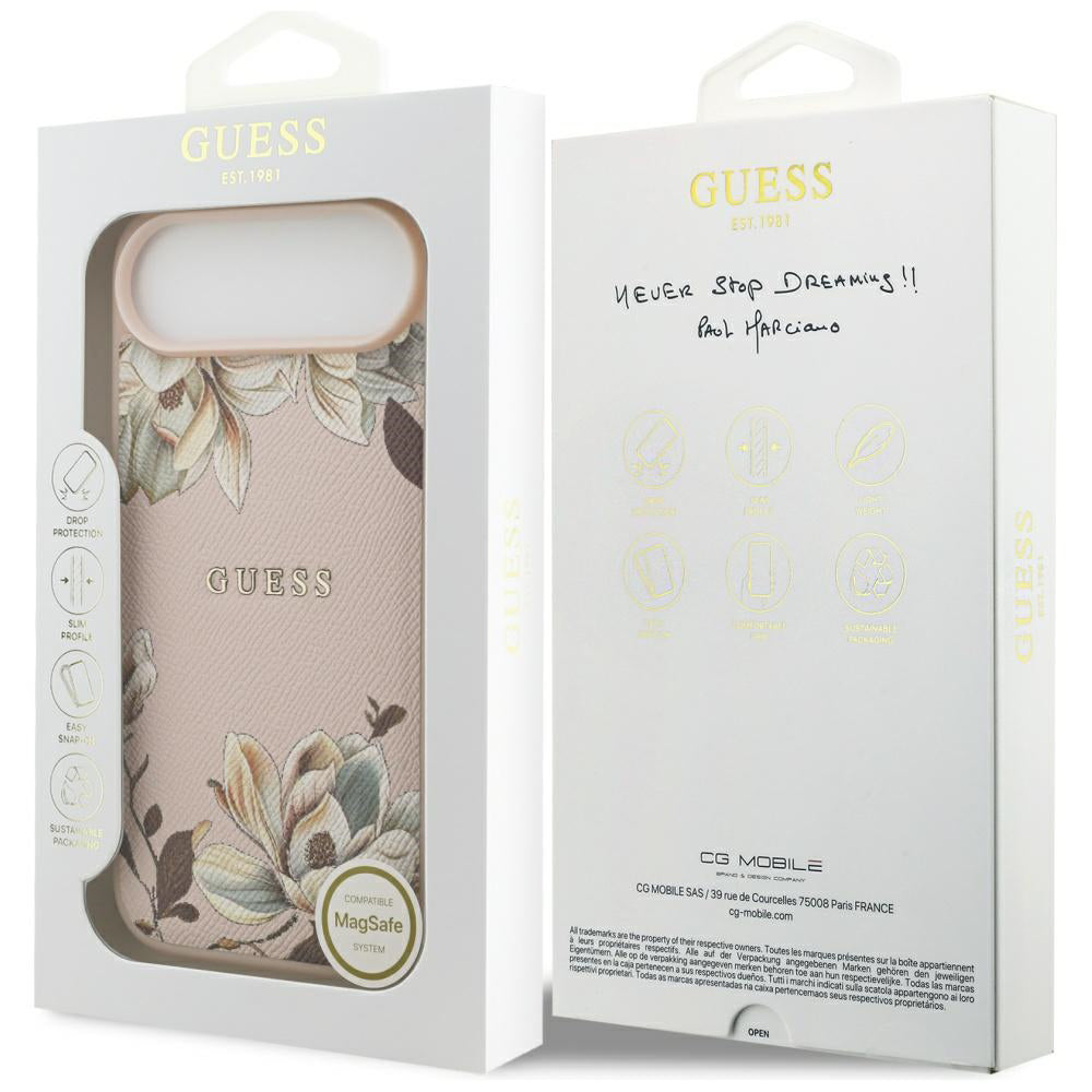 Etui MagSafe dla Apple iPhone 17 Air, Guess, Grained Flowers, Różowy