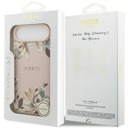 Etui MagSafe dla Apple iPhone 17 Air, Guess, Grained Flowers, Różowy