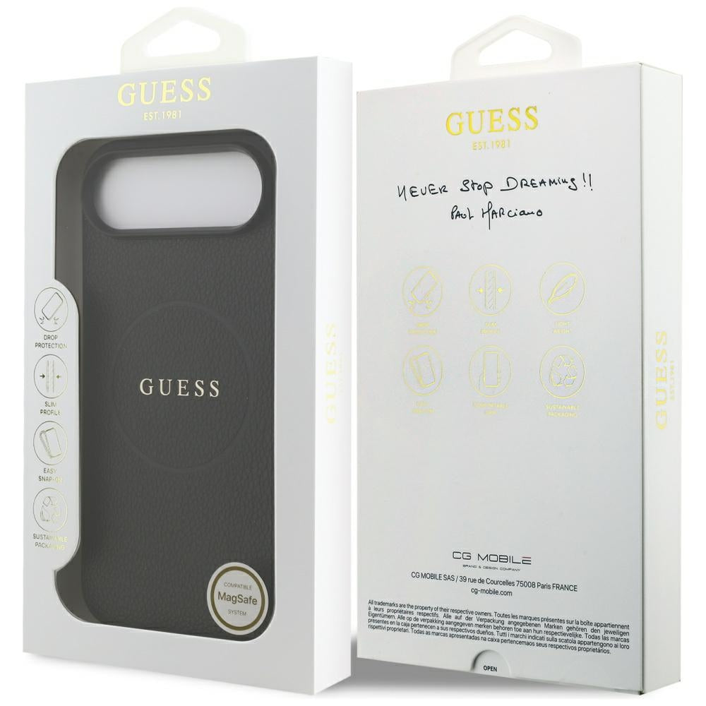 Etui MagSafe dla Apple iPhone 17 Air, Guess, Grained Gold Ring, Czarne