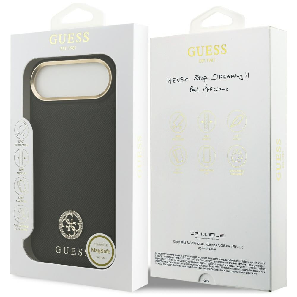 Etui MagSafe dla Apple iPhone 17 Air, Guess, Grained Strass Logo, Czarne