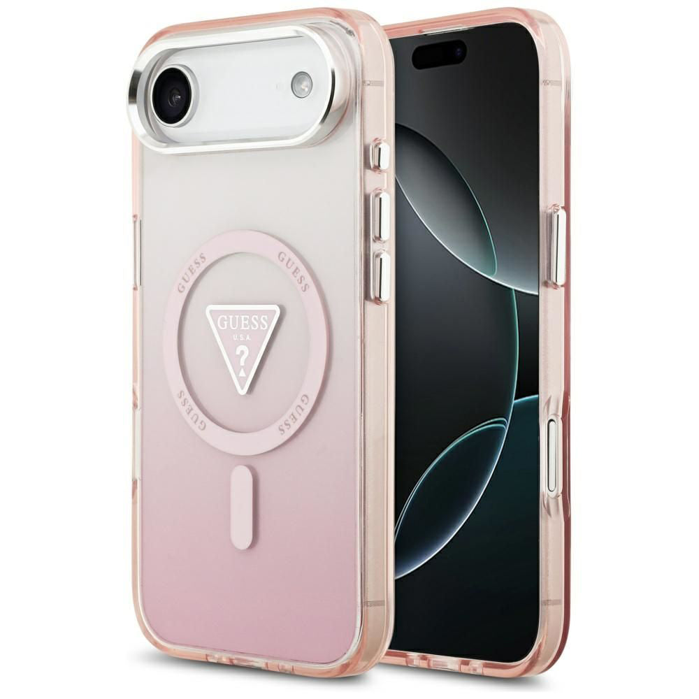 MagSafe Case for Apple iPhone 17 Air, Guess, IML Gradient Triangle Logo, Pink