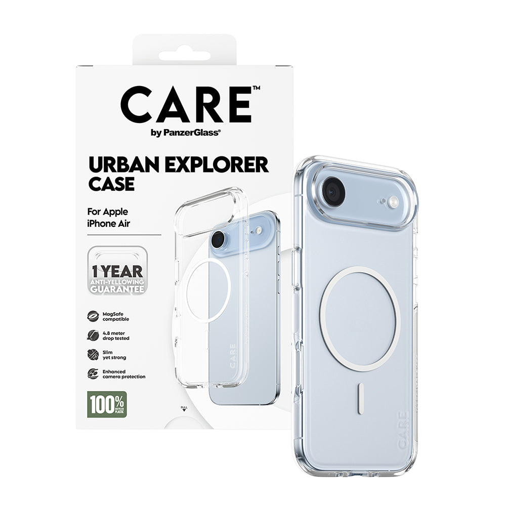 Etui MagSafe dla Apple iPhone 17 Air, PanzerGlass, Care Urban Explorer, Przezroczyste Białe