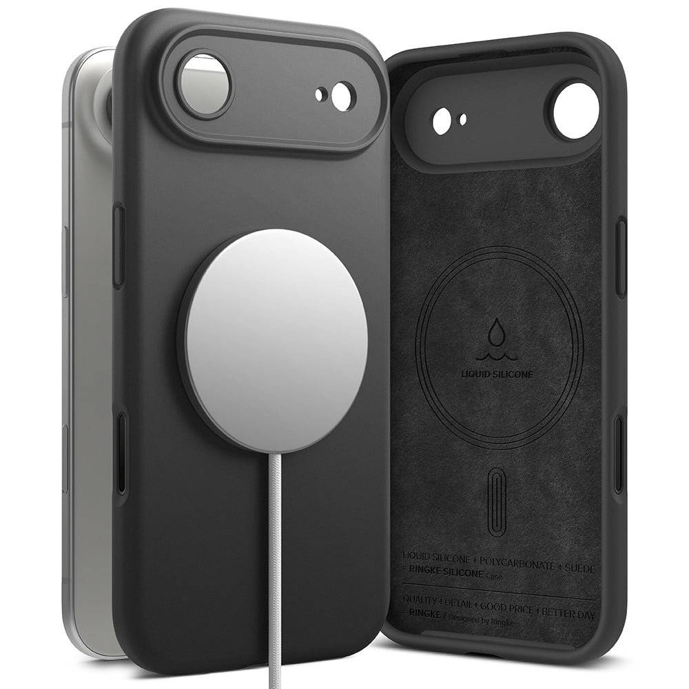 Etui MagSafe dla Apple iPhone 17 Air, Ringke, Silikonowe, Czarne