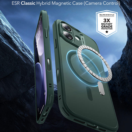 Etui MagSafe dla Apple iPhone 17, ESR, Classic Hybrid, Satynowa Zieloność