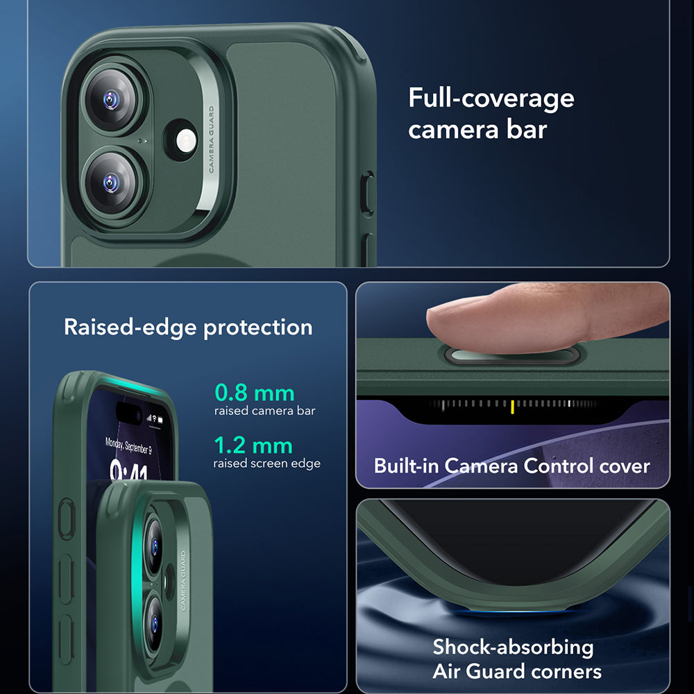 Etui MagSafe dla Apple iPhone 17, ESR, Classic Hybrid, Satynowa Zieloność