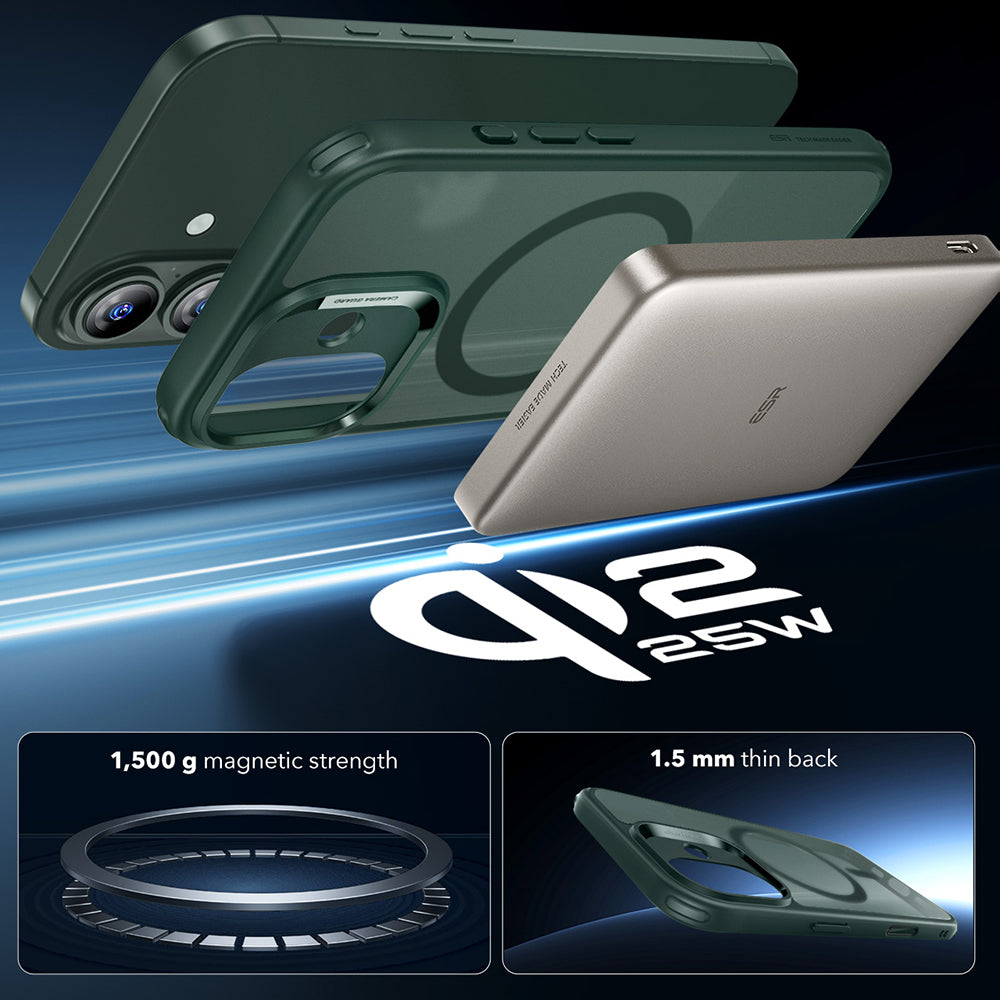 Etui MagSafe dla Apple iPhone 17, ESR, Classic Hybrid, Satynowa Zieloność