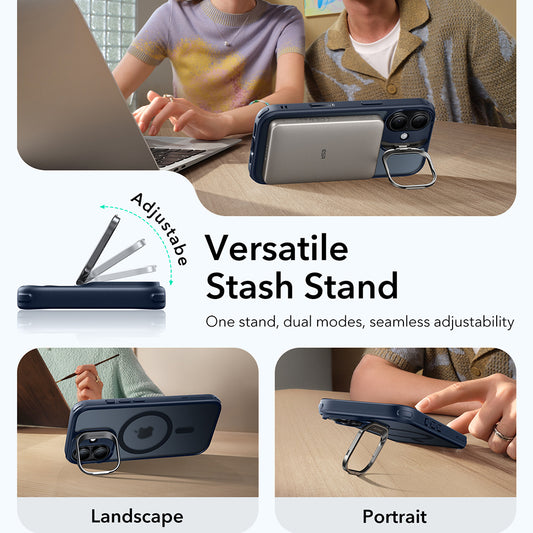 Etui MagSafe dla Apple iPhone 17, ESR, Classic Hybrid Kickstand, Satynowy Niebieski