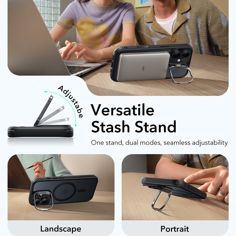 Etui MagSafe dla Apple iPhone 17, ESR, Classic Hybrid Kickstand, Satynowe Czarne