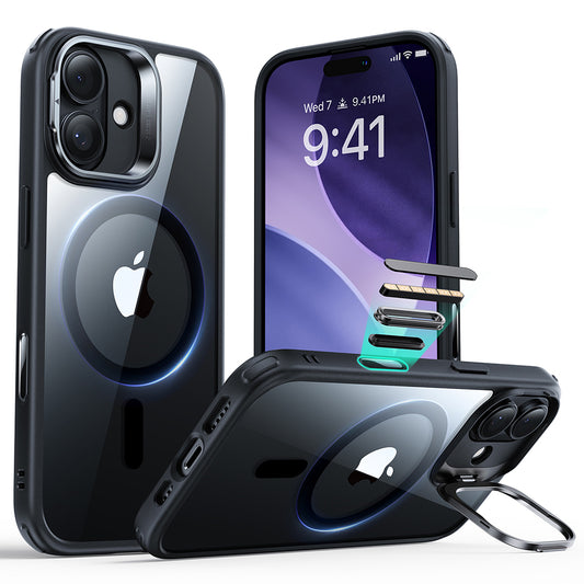 Etui MagSafe dla Apple iPhone 17, ESR, Classic Hybrid Kickstand, Czarne Przezroczyste