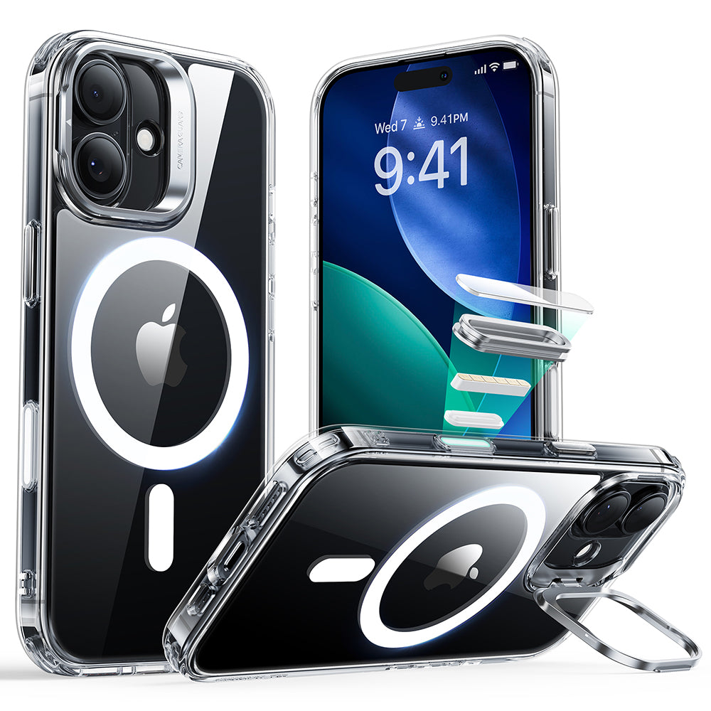 Etui MagSafe dla Apple iPhone 17, ESR, Classic Hybrid Kickstand, Przezroczyste