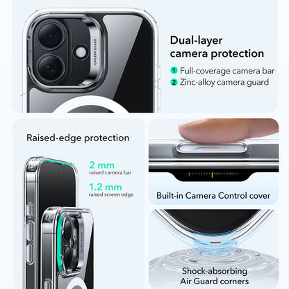 Etui MagSafe dla Apple iPhone 17, ESR, Classic Hybrid Kickstand, Przezroczyste
