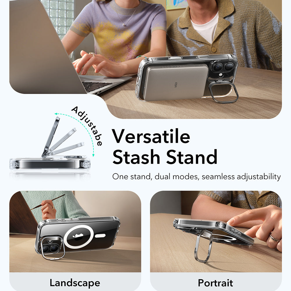 Etui MagSafe dla Apple iPhone 17, ESR, Classic Hybrid Kickstand, Przezroczyste