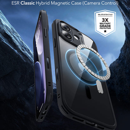 Etui MagSafe dla Apple iPhone 17, ESR, Classic Hybrid, Czarne Przezroczyste