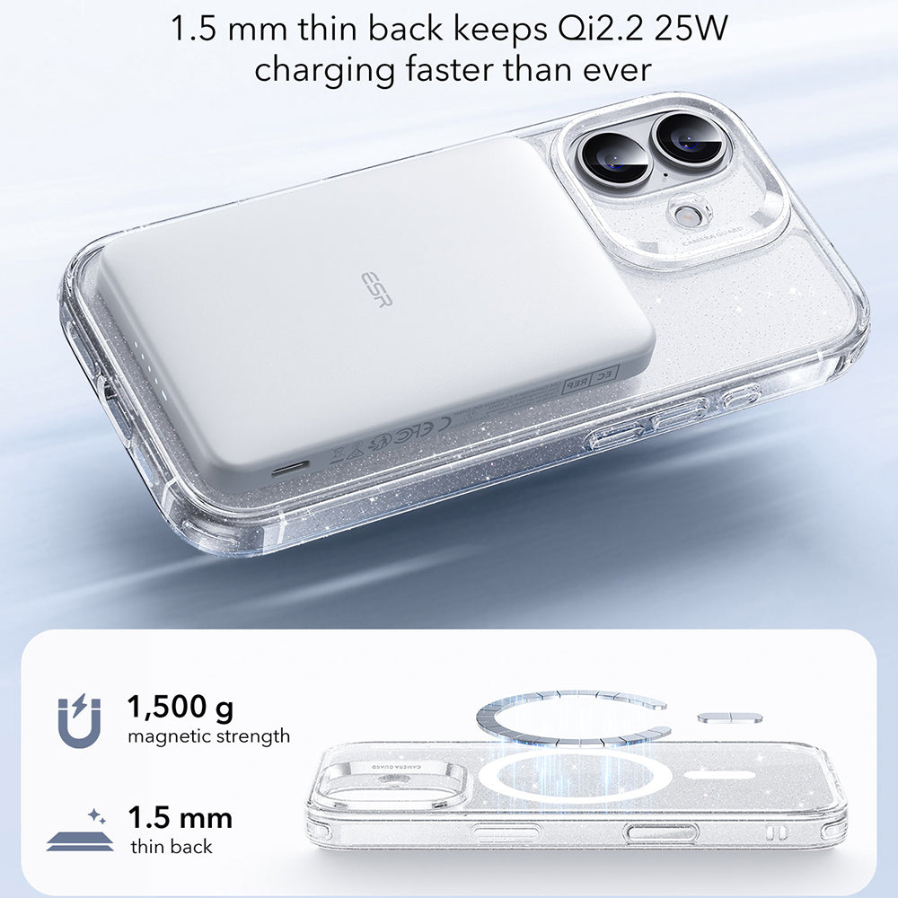 Etui MagSafe dla Apple iPhone 17, ESR, Classic Hybrid Shimmer, Przezroczyste