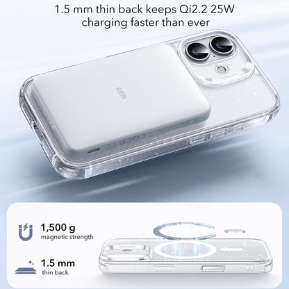Etui MagSafe dla Apple iPhone 17, ESR, Classic Hybrid Shimmer, Przezroczyste