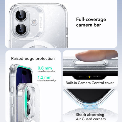 Etui MagSafe dla Apple iPhone 17, ESR, Classic Hybrid Shimmer, Przezroczyste