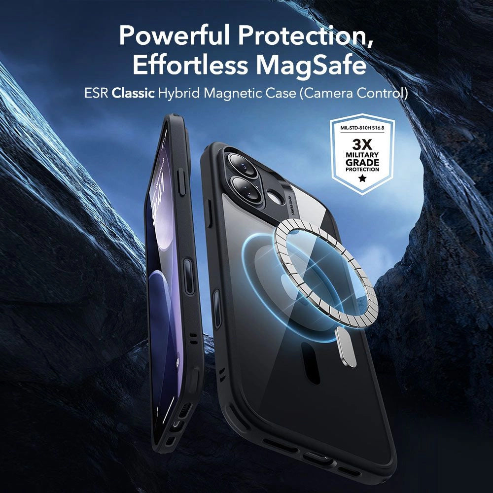 Etui MagSafe dla Apple iPhone 17, ESR, Classic Hybrid z osłoną ekranu, Czarne Przezroczyste