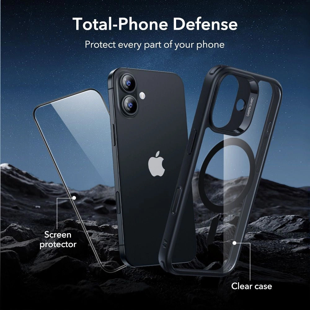 Etui MagSafe dla Apple iPhone 17, ESR, Classic Hybrid z osłoną ekranu, Czarne Przezroczyste
