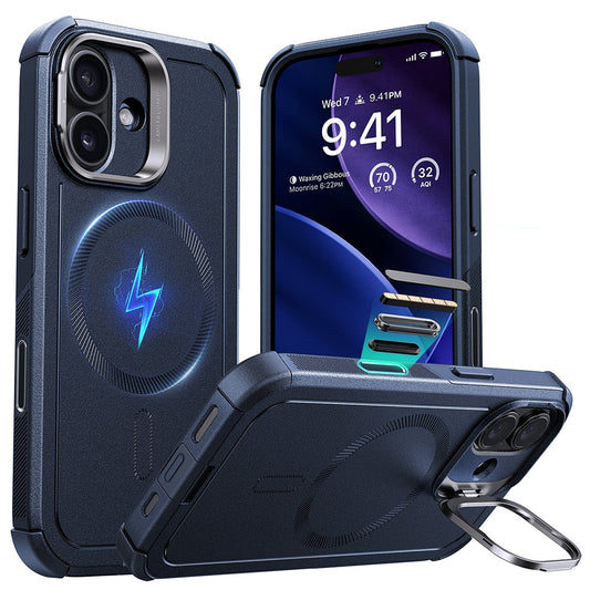 Etui MagSafe dla Apple iPhone 17, ESR, Cyber Armor Kickstand, Niebieskie
