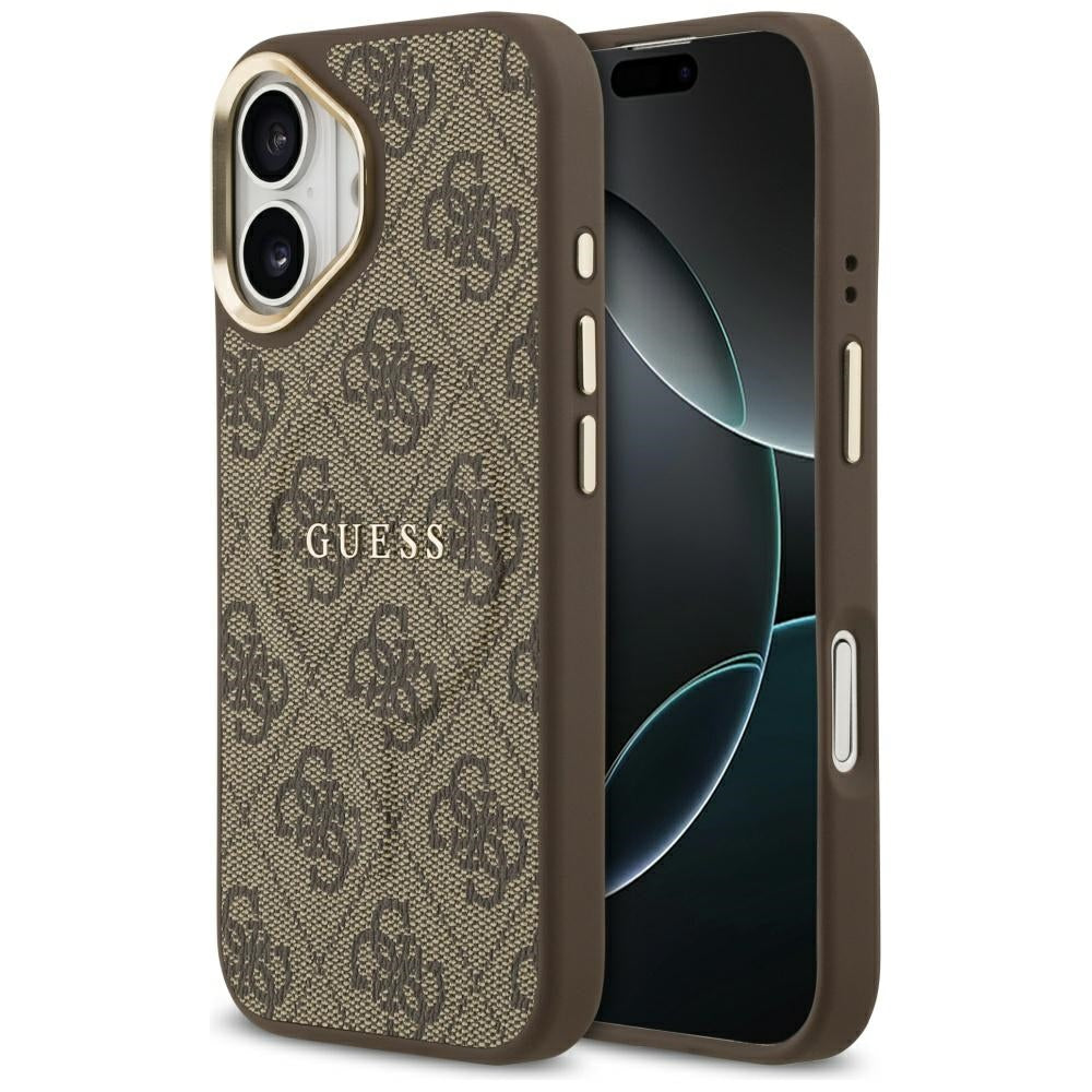 Etui MagSafe dla Apple iPhone 17, Guess, 4G Classic, Brązowy