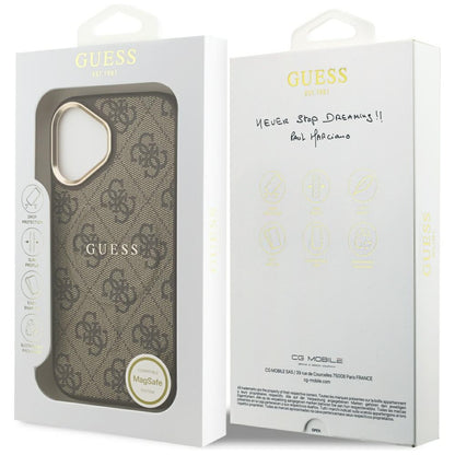 Etui MagSafe dla Apple iPhone 17, Guess, 4G Classic, Brązowy