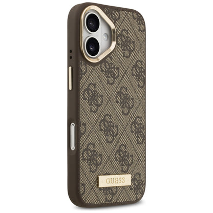 Etui MagSafe dla Apple iPhone 17, Guess, 4G Logo Plate, Brązowy