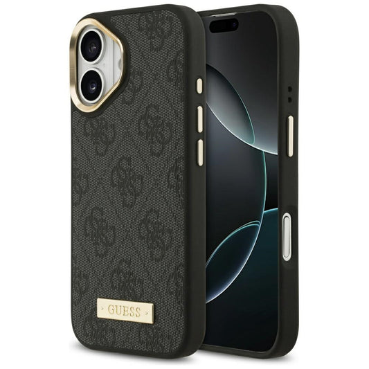Etui MagSafe do Apple iPhone 17, Guess, 4G Logo Plate, Czarny