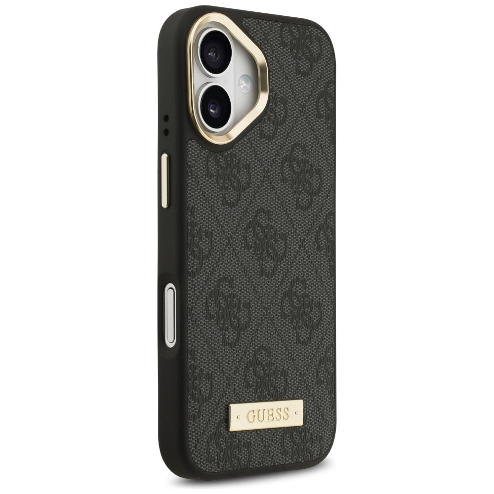 Etui MagSafe do Apple iPhone 17, Guess, 4G Logo Plate, Czarny