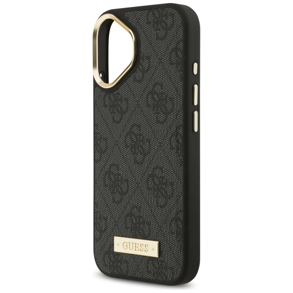 Etui MagSafe do Apple iPhone 17, Guess, 4G Logo Plate, Czarny